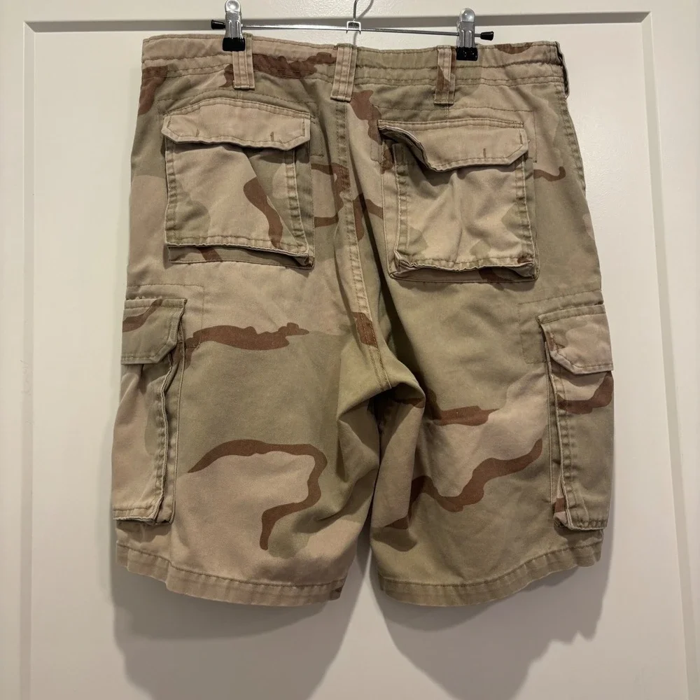 Military Style Mens Desert Camo Cargo Shorts Tan Brown Beige Size 34